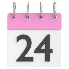 3D calendar. Day 24. Twenty-fourth day of the month. 3D illustration.