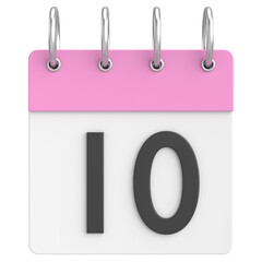 3D calendar. Day 10. Tenth day of the month. 3D illustration.