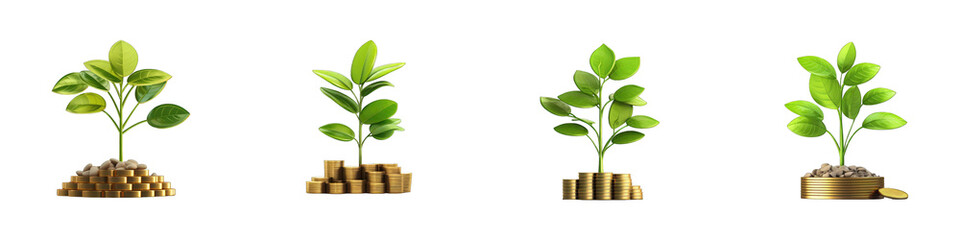 Fototapeta na wymiar Growth Plant (Investment Growth) clipart collection, vector, icons isolated on transparent background