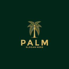 Obraz premium Palm tree logo design vector, Creative Palm leaf logo template