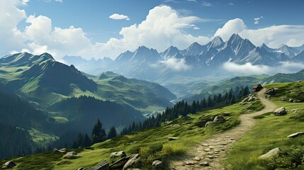 Fototapeta premium Whimsical Horizons A Digital Odyssey of Serenity - generative ai