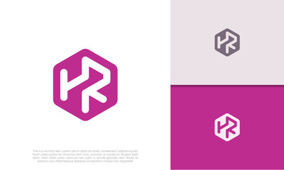 Initials HR logo design. Initial Letter Logo. Innovative high tech logo template.	
