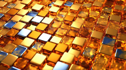 Obraz premium Shining golden mosaic glass background. Generative Ai