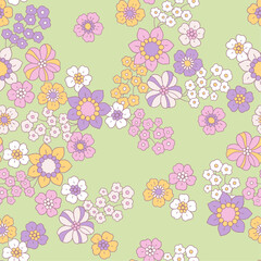 Vector Seamless  Retro Floral Pattern