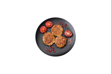 Delicious fresh fried minced fish cutlets with spices and herbs