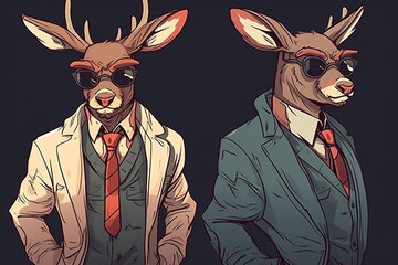 a Reindeer with a red nose is a detective, anime artstyle, comic, stylized - Generative Ai