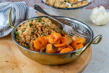 Coconut prawn curry with cauliflower rice