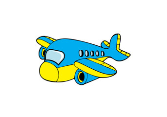 Cartoon plane in the colors of the Ukrainian flag