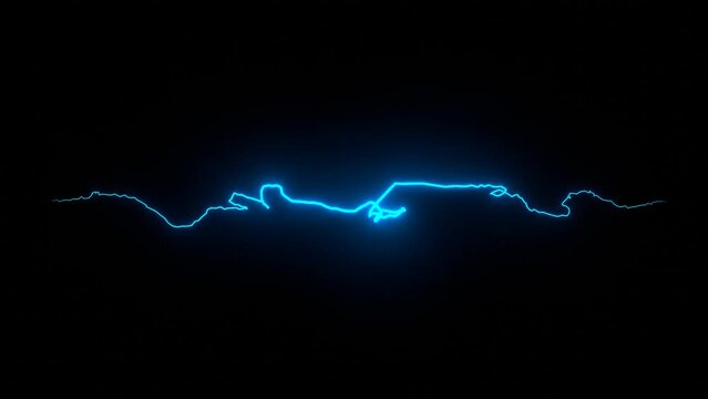 Blue Cartoon Lightning with Black Background