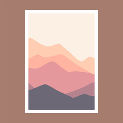Posters with mountain landscape concept and pastel colors. Great design for social media, prints, wall decoration. Vector illustration