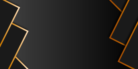 Illustration vector graphic of Abstract background luxury black overlap layers modern. Abstract Premium Black Geometric Overlap Layers with Stripe Golden Line Luxury Style on Dark Background.