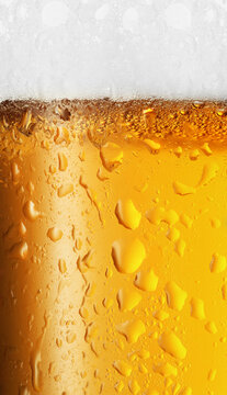 mug with beer in drops close-up
