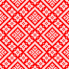 Seamless pattern of Ukrainian ornament in ethnic style, identity, vyshyvanka, embroidery for print clothes, websites, banners, poster. Vector illustration background