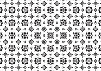Pattern Floral and Geometric Elements. Seamless Floral Ethnic Pattern. Arabic Indian Motifs Abstract Floral Ornament Thin Line. Vector Wallpaper Background Fabric Paper Black and White Graphic Design
