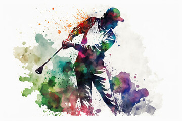 portrait of a golfer, aquarelle style, ai generated