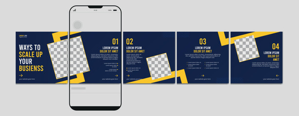 Set Of Instagram Carousel Post Template, Editable Instagram carousel post, social media carousel post for business, template eps 10. © Graphaxil