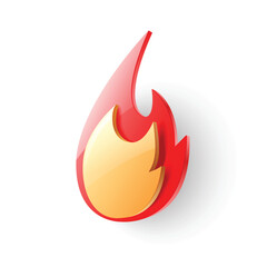 3d fire flame vector icon. Symbol of fire energy or emoji. Vector illustration