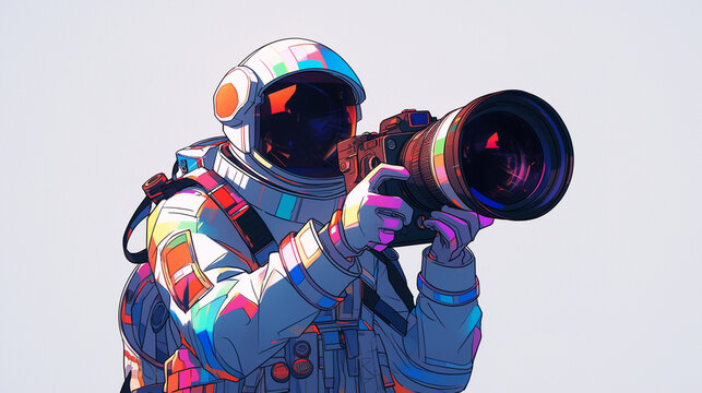 Astronaut holding a camera, generative ai	
