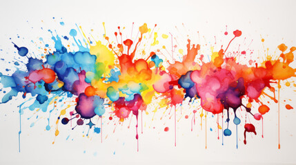 Colorful Watercolor Splashes and Blots on Paper