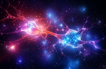 illustration of neuron cell and neurons in space. Science background