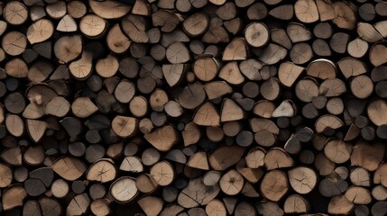 wood pile. Seamless Background of cut logs close up.