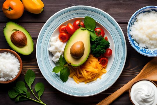 Keto-Friendly Foods Montage, an image featuring keto-approved foods like avocados, coconut oil, and low-carb vegetables, suitable for those following a ketogenic diet