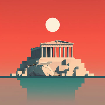 Illustration of beautiful view of Athens, Greece