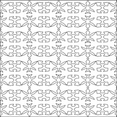 Stylish texture with figures from lines.Abstract geometric black and white pattern for web page, textures, card, poster, fabric, textile. Monochrome graphic repeating design. 