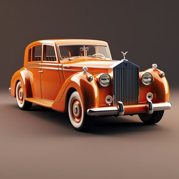 3d rendering of an old classic vintage roll royce toy car model