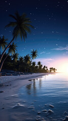 night view of tropical beach