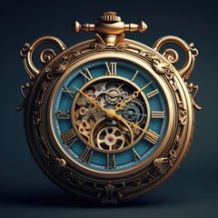 Fototapeta na wymiar 3d rendering of an old classic ancient vintage pocket watch