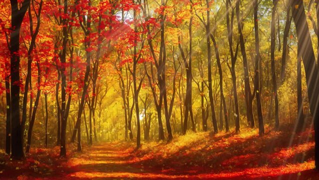 The Autumn Forest, Anime seamless Background.