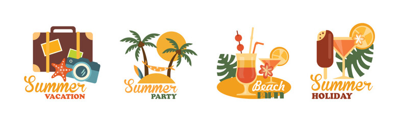Obraz premium Summertime Holiday and Beach Vacation Label Vector Set