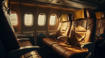 Fototapeta premium the seat in the airplane and window view