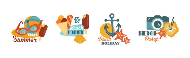 Fototapeta premium Summertime Holiday and Beach Vacation Label Vector Set