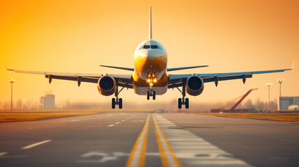 Fototapeta na wymiar airplane landing in the airport
