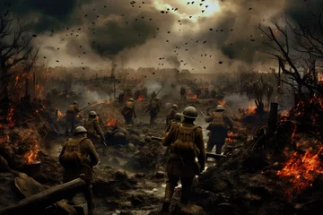 Fotobehang view of battlefield of world war one scene © DailyLifeImages