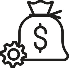 save money process, money bag gear icon vector