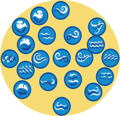 set of water wave set of ocean wave icon
