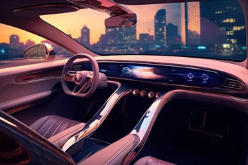 Fotobehang a futuristic modern luxury concept automotive vehicle car interior design © DailyLifeImages