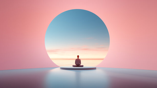 Abstract meditation enlightenment minimal background, mindful and spiritual concept