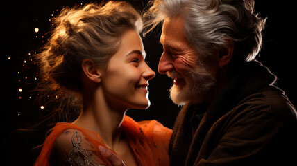 father and daughter sitting in a garden