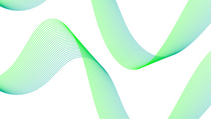 Abstract colorful green lines on a white background. Futuristic colorful blend wave lines on transparent background. Modern colorful flowing wave lines and glowing moving lines.	