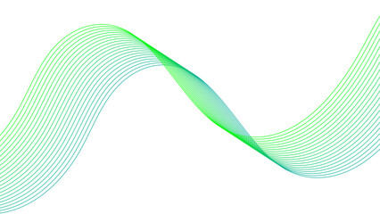 Abstract colorful green lines on a white background. Futuristic colorful blend wave lines on transparent background. Modern colorful flowing wave lines and glowing moving lines.	