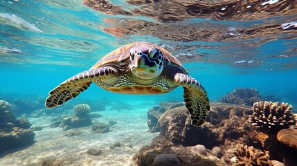 Naklejka premium green sea turtle