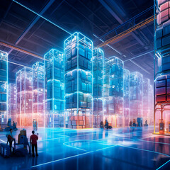 Fototapeta na wymiar High-tech warehouse of the future. High quality illustration