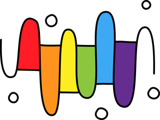 Rainbow colored curved logo simple flat handwrite doodle style