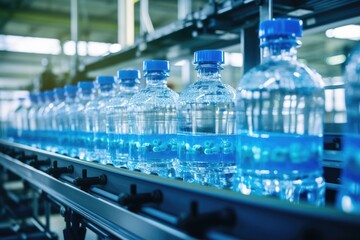 the manufacturing of water bottles in a factory Generative AI