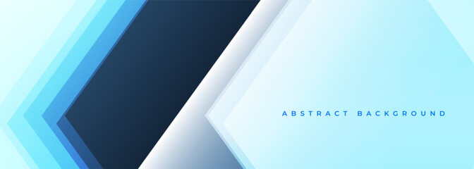 Obraz premium Blue modern abstract wide banner with arrow shapes. White and blue abstract background. Vector illustration