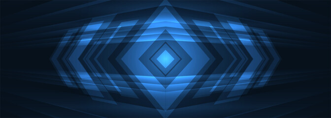 Abstract blue futuristic technology background concept high-speed movement with dynamic motion blue hi tech digital arrows and rhomb. Vector illustration